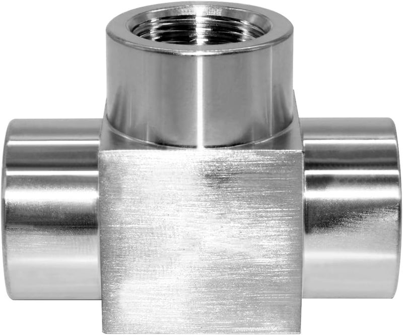 beduan وصلات أنابيب تي من الفولاذ المقاوم للصدأ، 1/4" x 1/4" x 1/4" وصلات أنابيب أنثوية NPT - Image 3